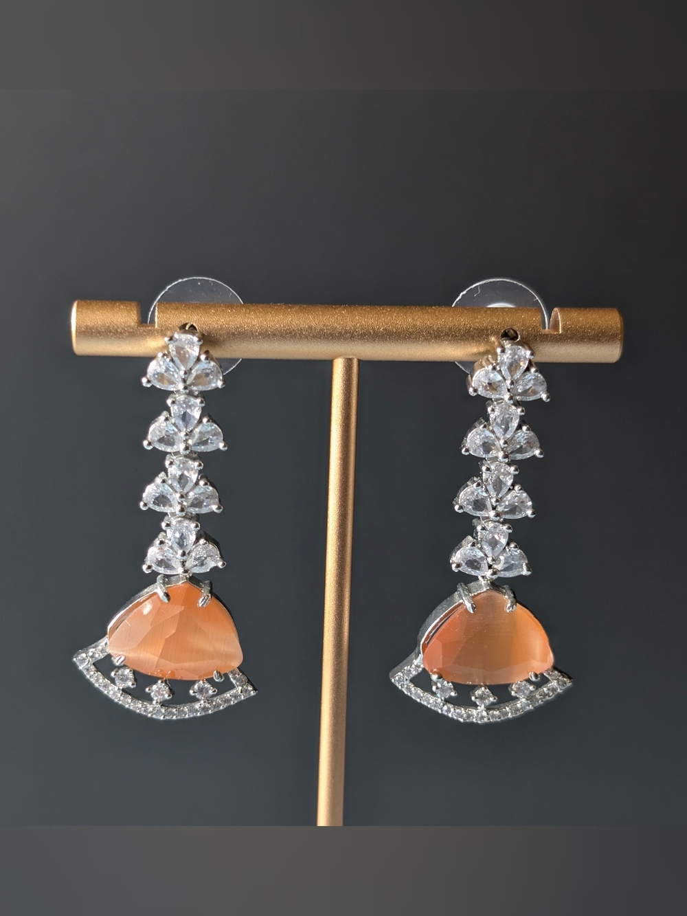 Orange & Silver Drop Earrings